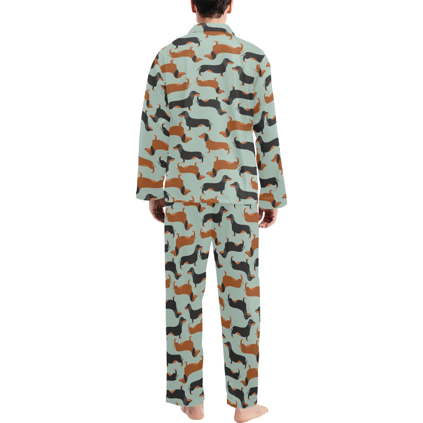Dachshund Cute Print Pattern Men's Long Pajama Set