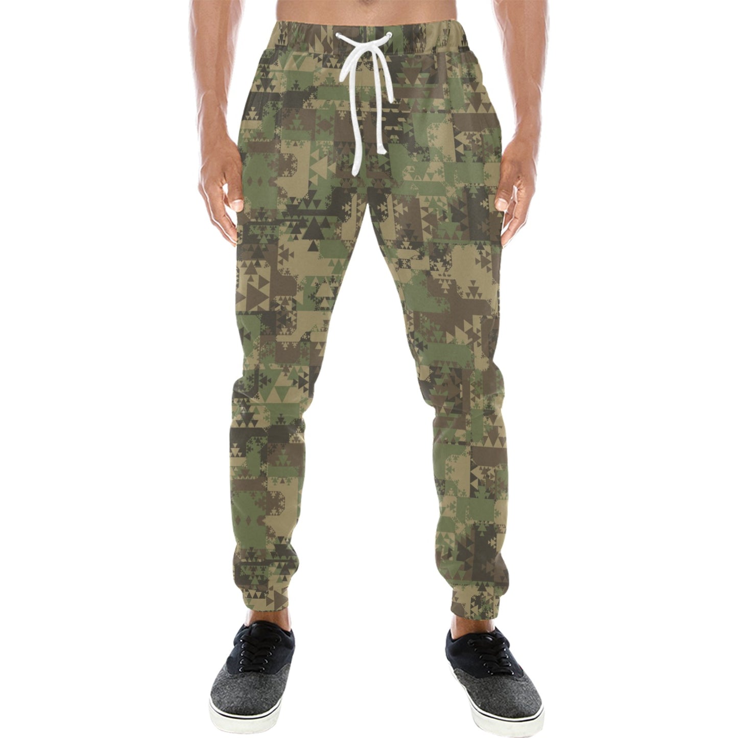 Camouflage Aztec Green Army Print Men's Sweatpants