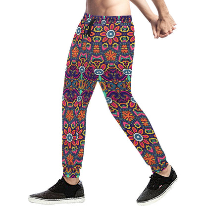 Ethnic Flower Style Print Pattern Men's Sweatpants