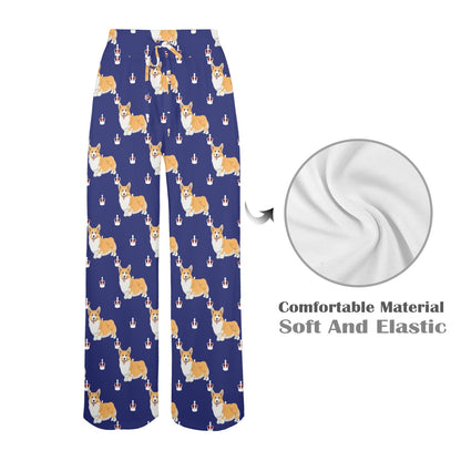 Pembroke Welsh Corgis Pattern Print Design A07 Women's Wide Leg Lounge Pants