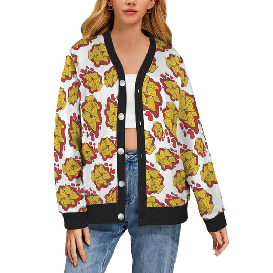 Nachos Pattern Print Design A03 Women's Cardigan