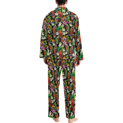 Parrot Design Print Men's Long Pajama Set