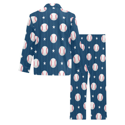 Baseball Star Print Pattern Men's Long Pajama Set