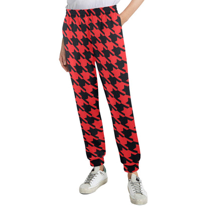 Houndstooth Red Pattern Print Design 03 Women's Casual Track Pants