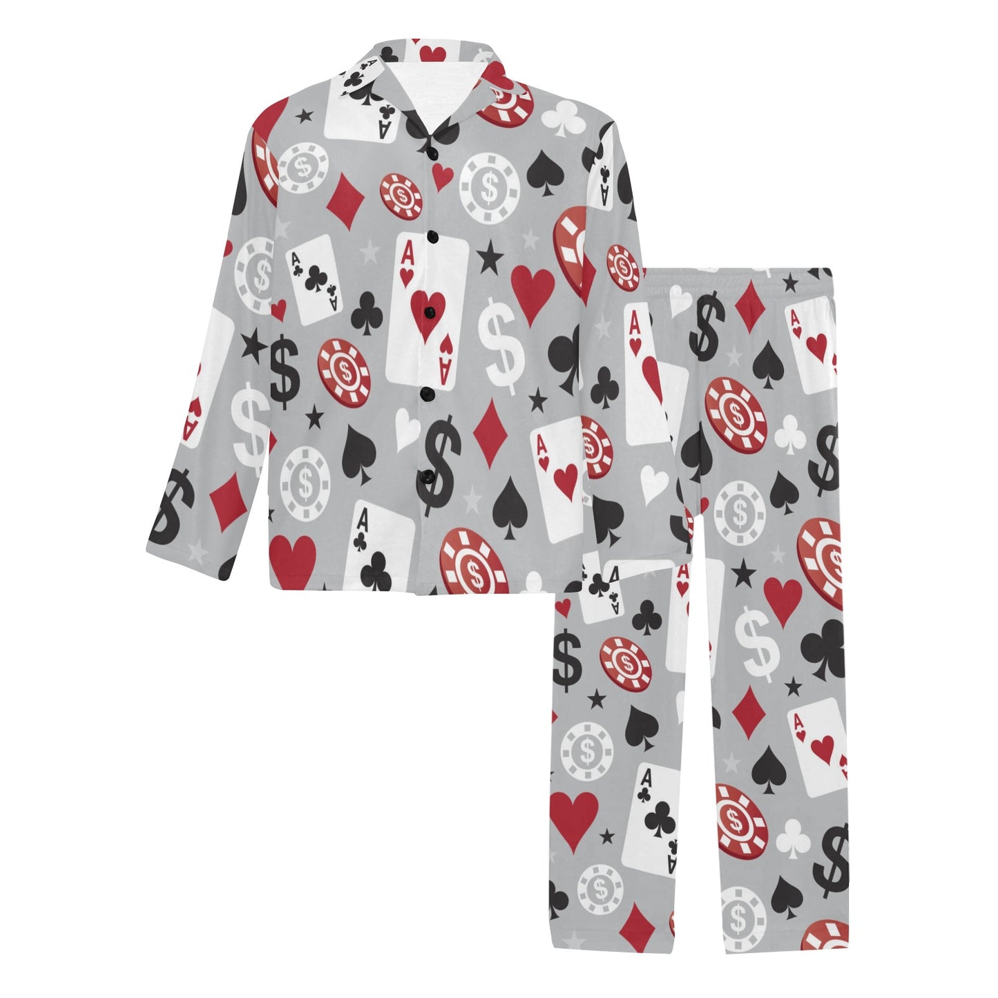 Casino Pattern Print Design 01 Men's Long Pajama Set