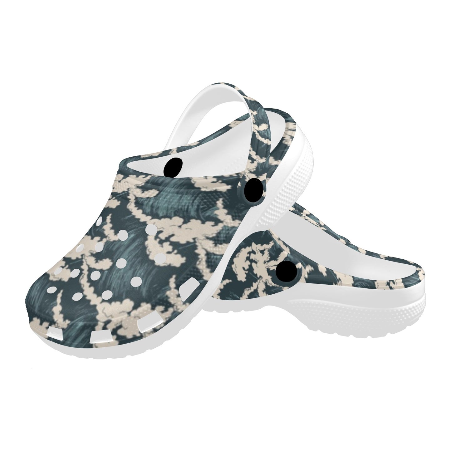 Wave Art Print Unisex Clogs Shoes