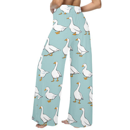 Goose Pattern Print Design 02 Women's Wide Leg Lounge Pants