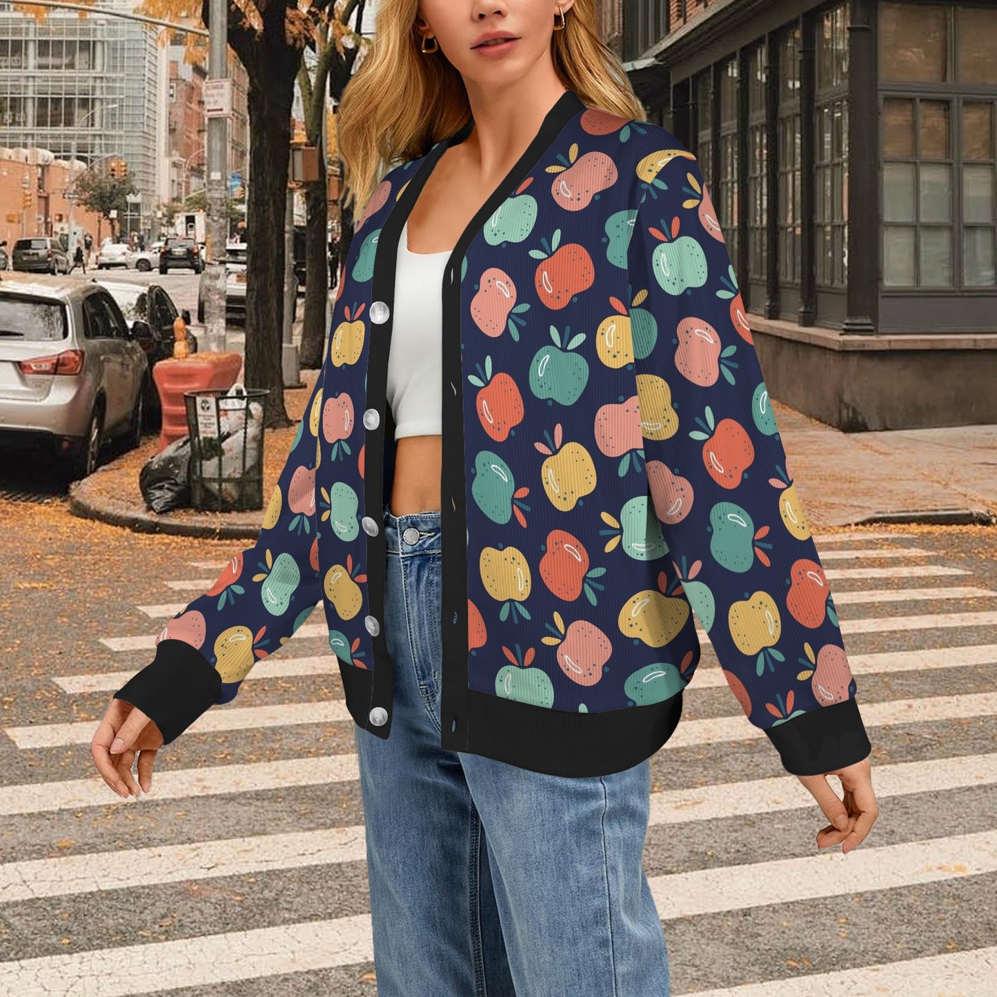 Apple Pattern Print Design AP09 Women's Cardigan