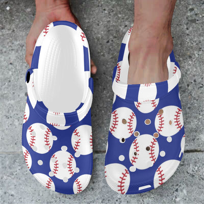 Baseball Blue Background Unisex Clogs Shoes