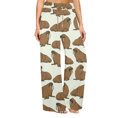 Walrus Pattern Print Design 03 Women's Wide Leg Lounge Pants