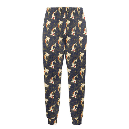 Koi Carp Japanese Design Themed Print Men's Casual Track Pants