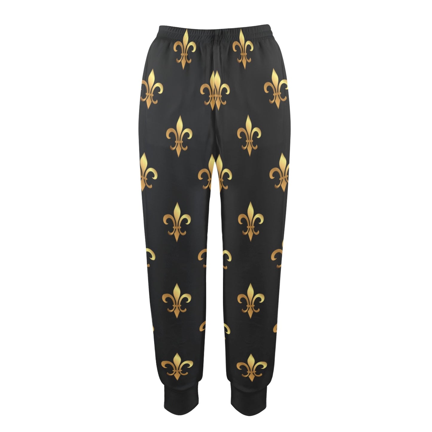 Fleur De Lis Gold Pattern Print Design 03 Women's Casual Track Pants