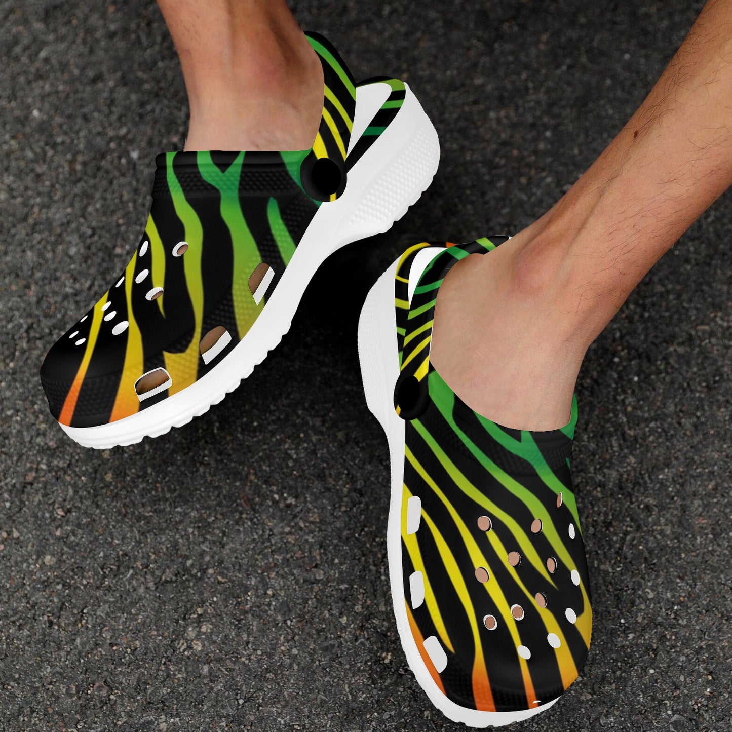 Rainbow Zebra Themed Print Unisex Clogs Shoes