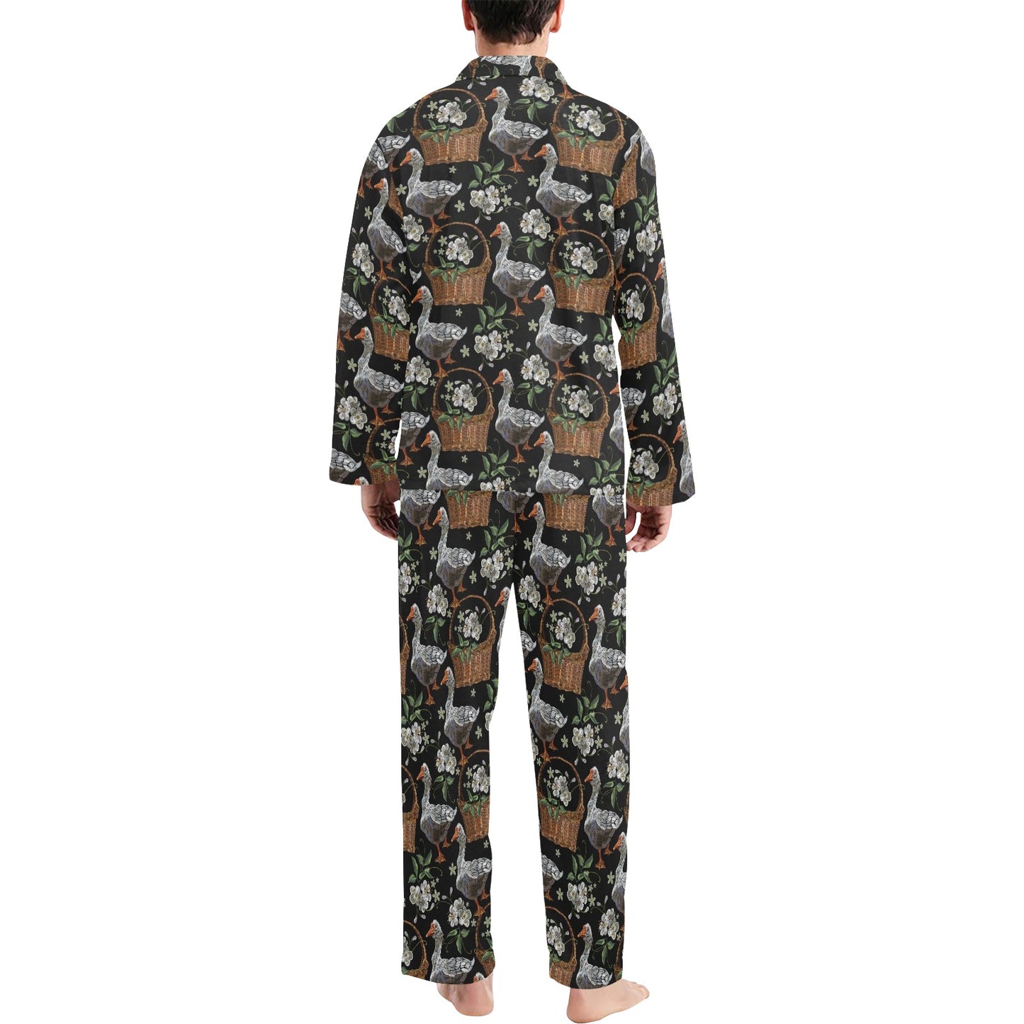 Goose Print Design LKS406 Men's Long Pajama Set