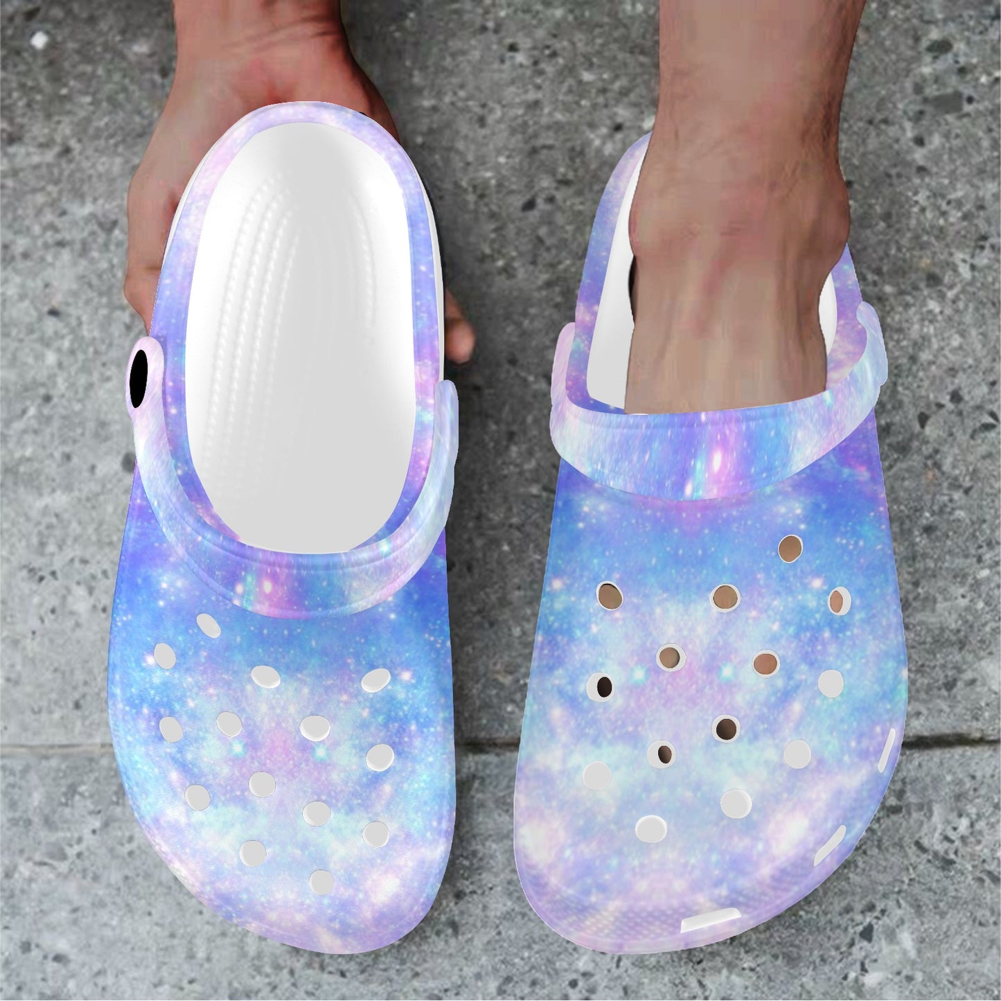 Galaxy Stardust Pastel Color Print Unisex Clogs Shoes