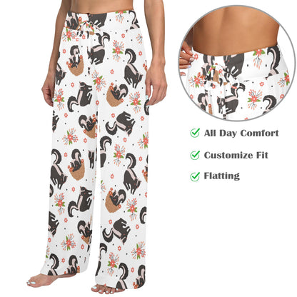Skunk Print Design LKS304 Women's Wide Leg Lounge Pants