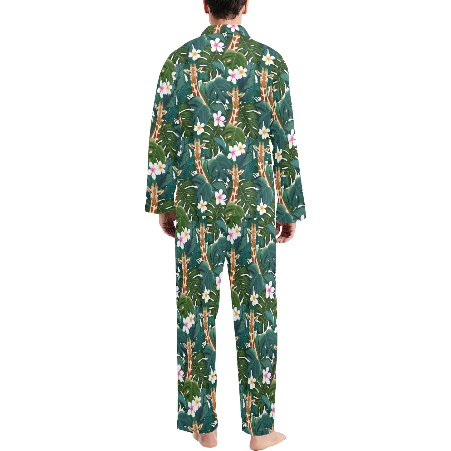 Giraffe Jungle Design Print Men's Long Pajama Set
