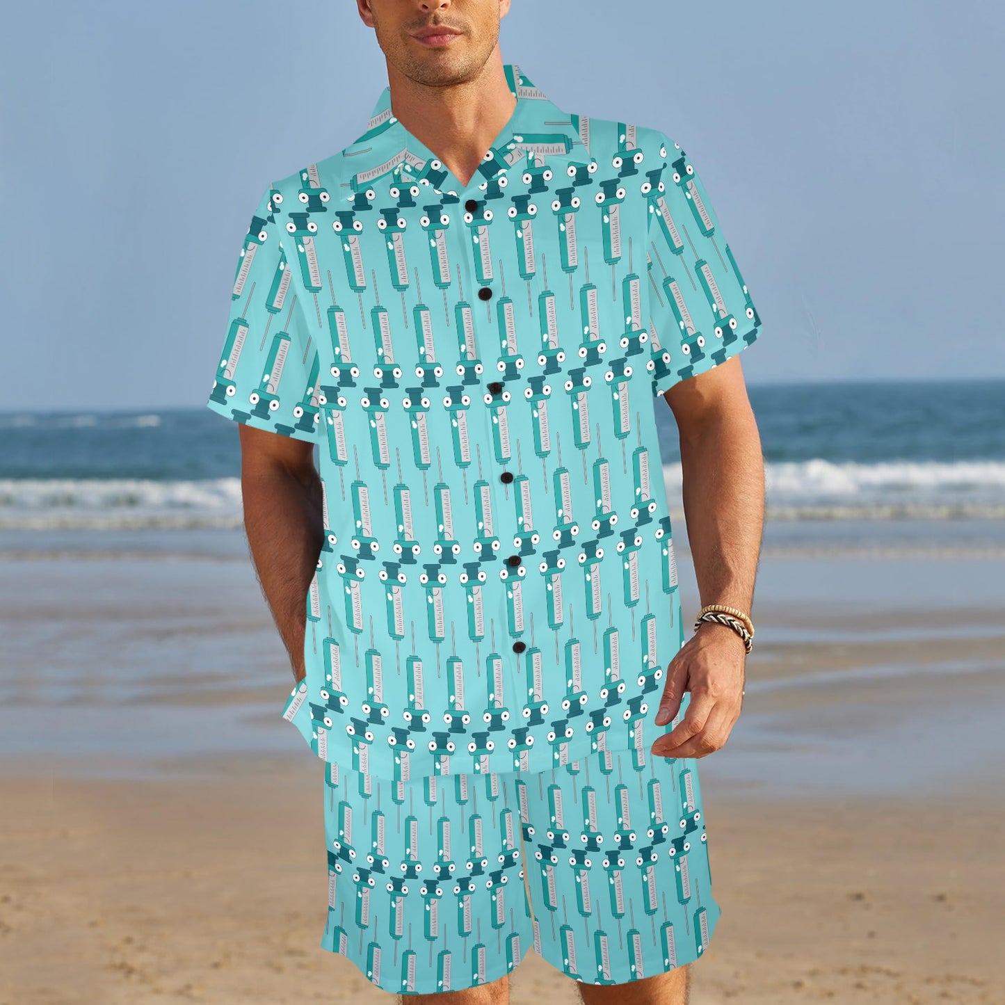 Phlebotomist Concept Design Men's Beach Shirt and Shorts Set