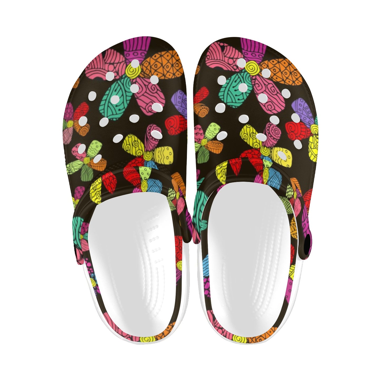 Flower Power Colorful Print Pattern Unisex Clogs Shoes