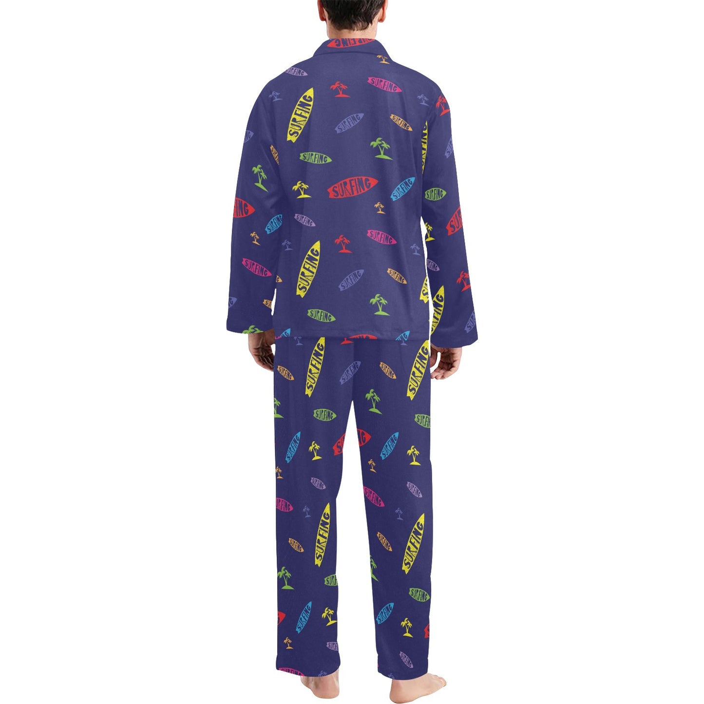 Surfboard Print Design LKS305 Men's Long Pajama Set