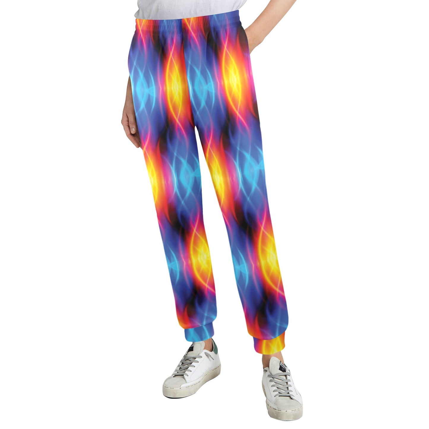Flame Fire Blue Design Print Women's Casual Track Pants