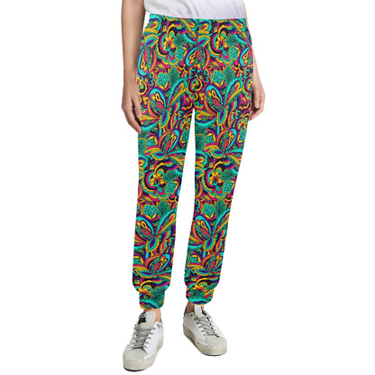 Psychedelic Trippy Floral Design Women's Casual Track Pants