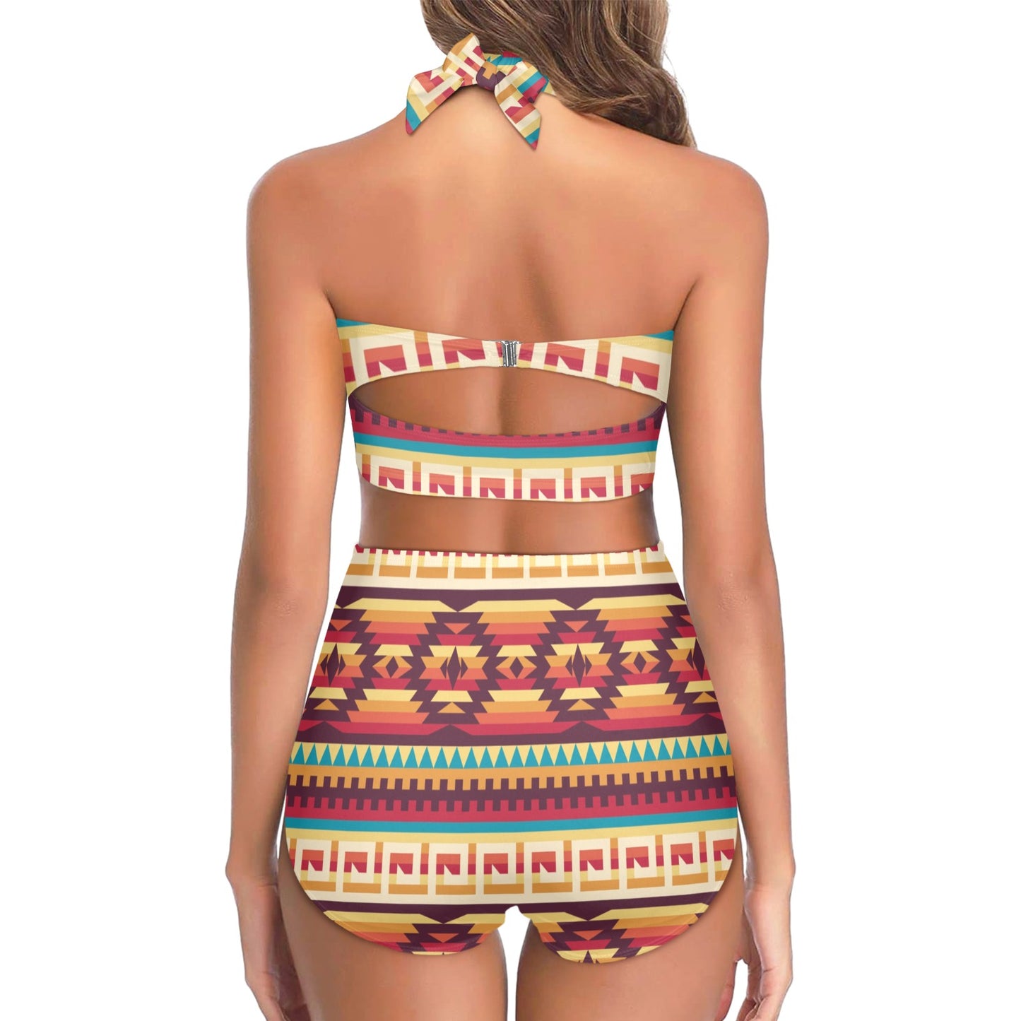 Tribal Aztec Vintage Halter Neck Bikini Swimsuit