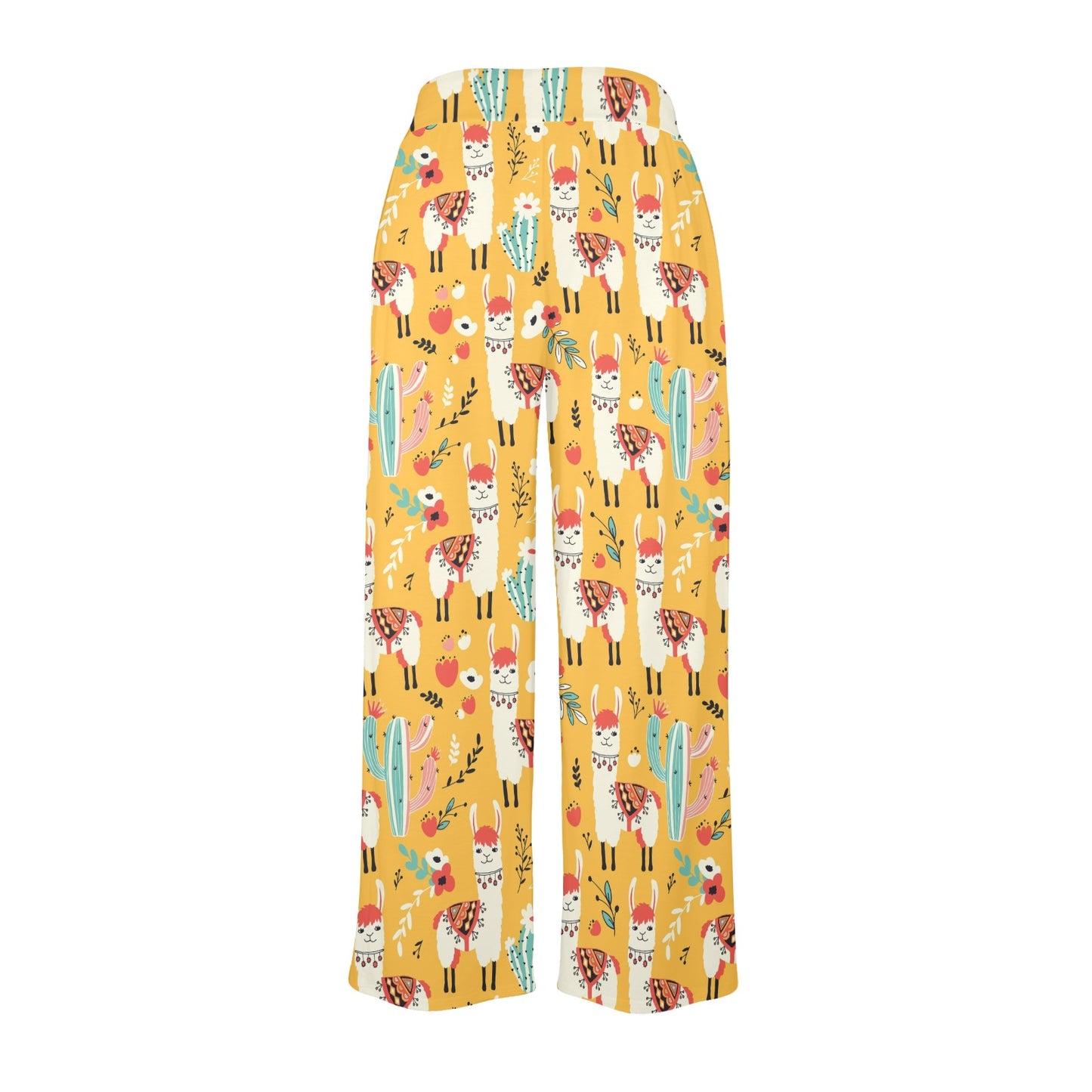 Llama Cute Themed Print Women's Wide Leg Lounge Pants
