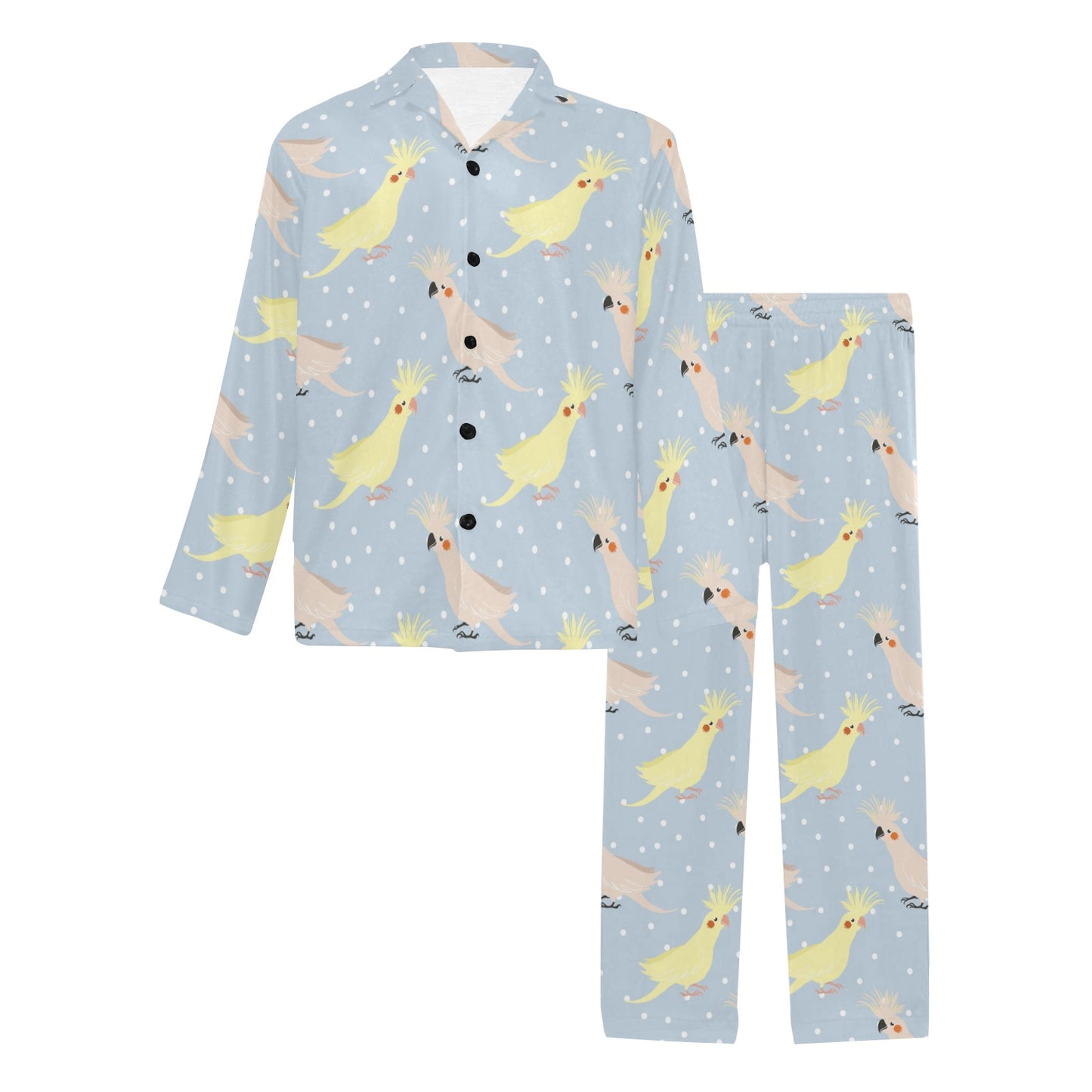 Cockatiel Pattern Print Design 03 Men's Long Pajama Set