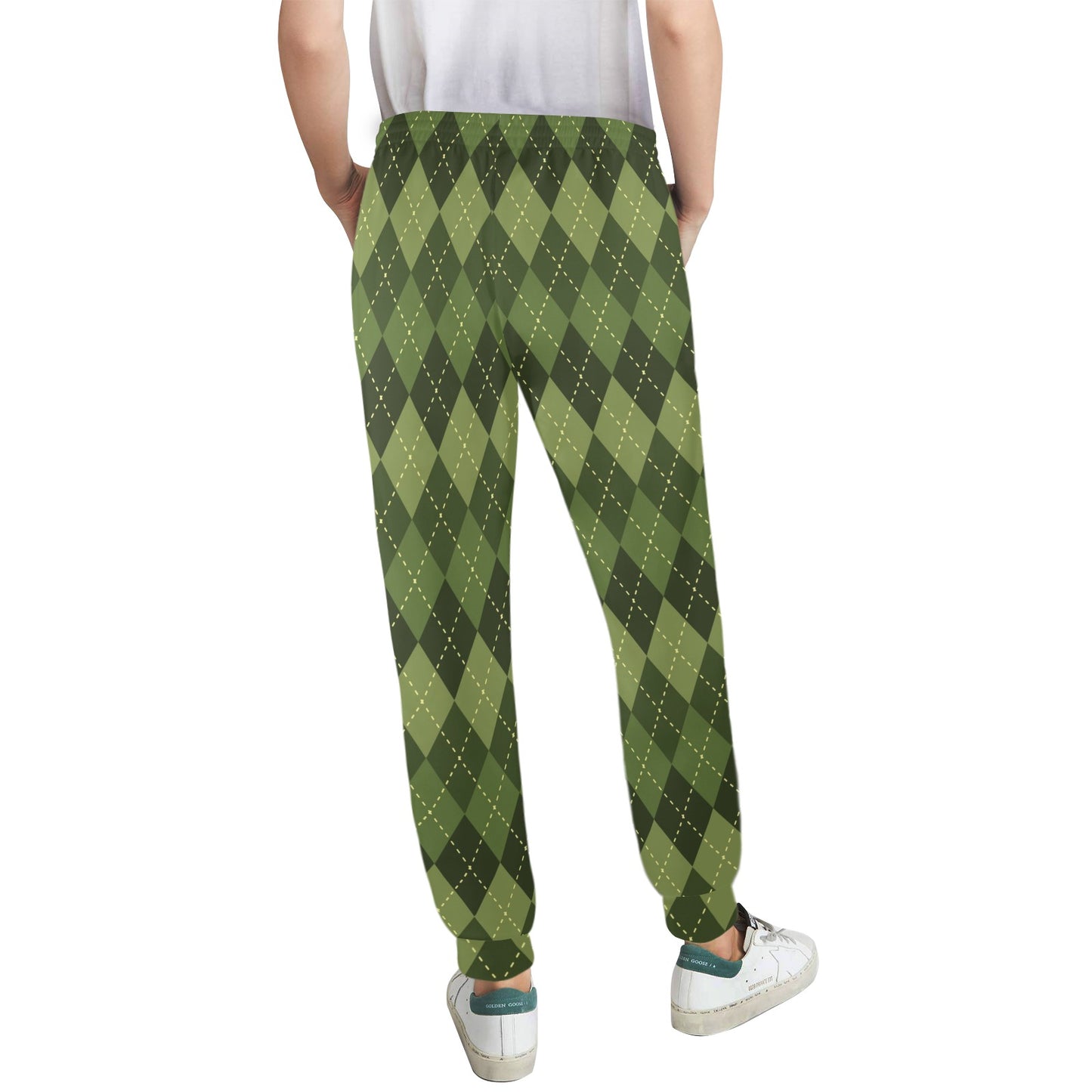 Argyle Green Pattern Print Design 01 Women's Casual Track Pants
