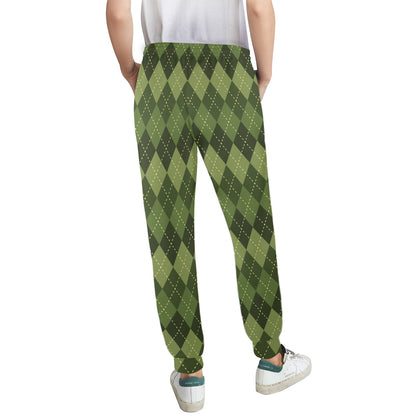 Argyle Green Pattern Print Design 01 Women's Casual Track Pants