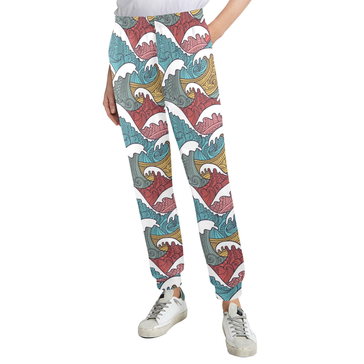 Tribal Wave Pattern Print Women's Casual Track Pants