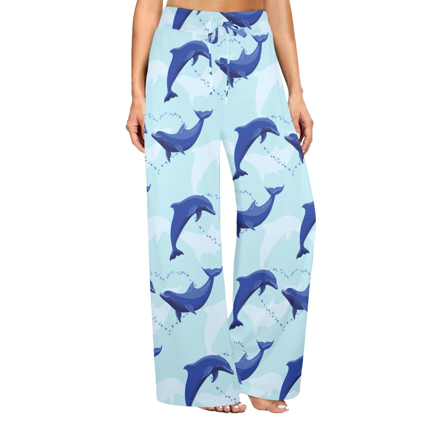 Dolphin Heart Pattern Women's Wide Leg Lounge Pants