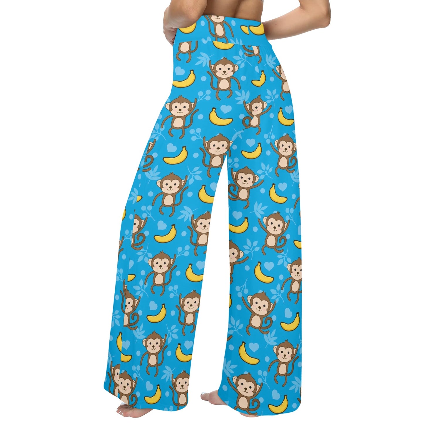 Monkey Pattern Print Design 05 Women's Wide Leg Lounge Pants
