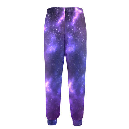 Celestial Purple Blue Galaxy Men's Casual Track Pants