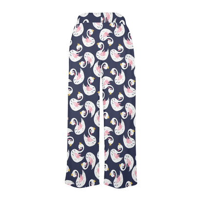 Swan Print Design LKS403 Women's Wide Leg Lounge Pants