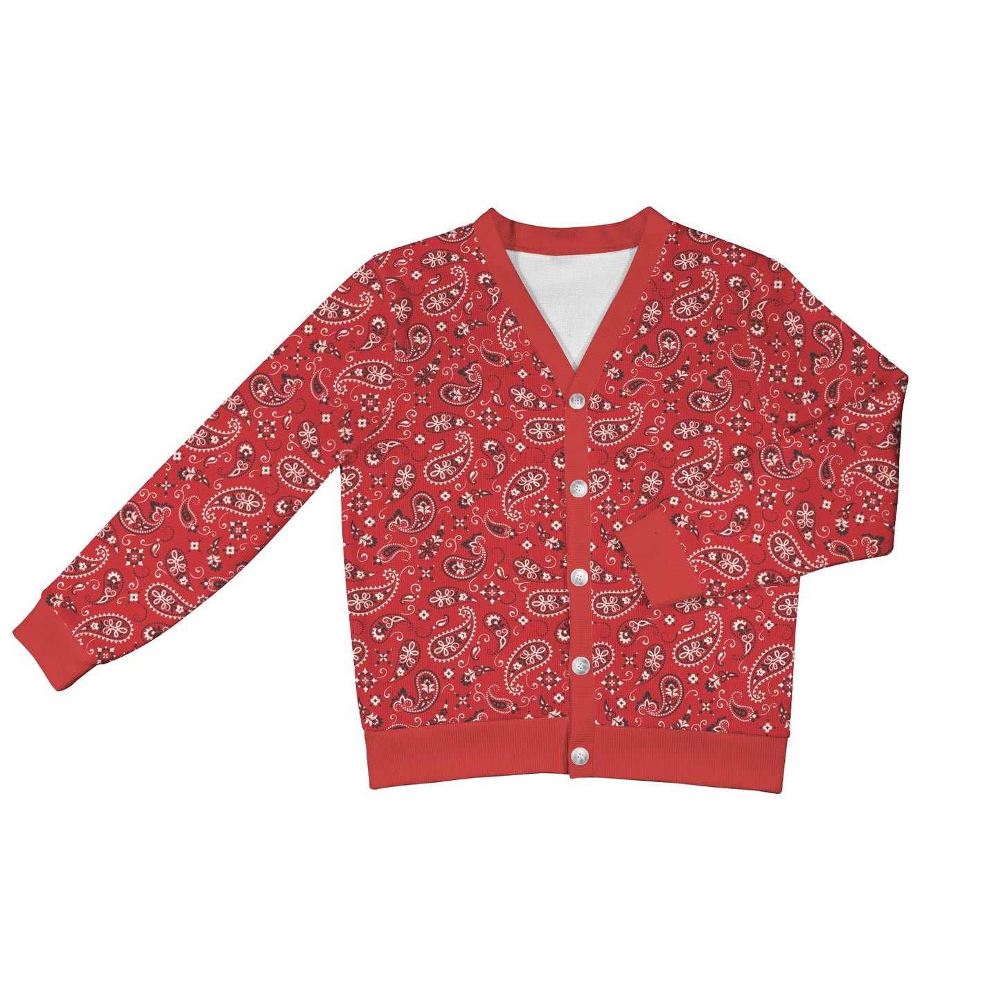 Bandana Paisley Red Print Design LKS3011 Women's Cardigan