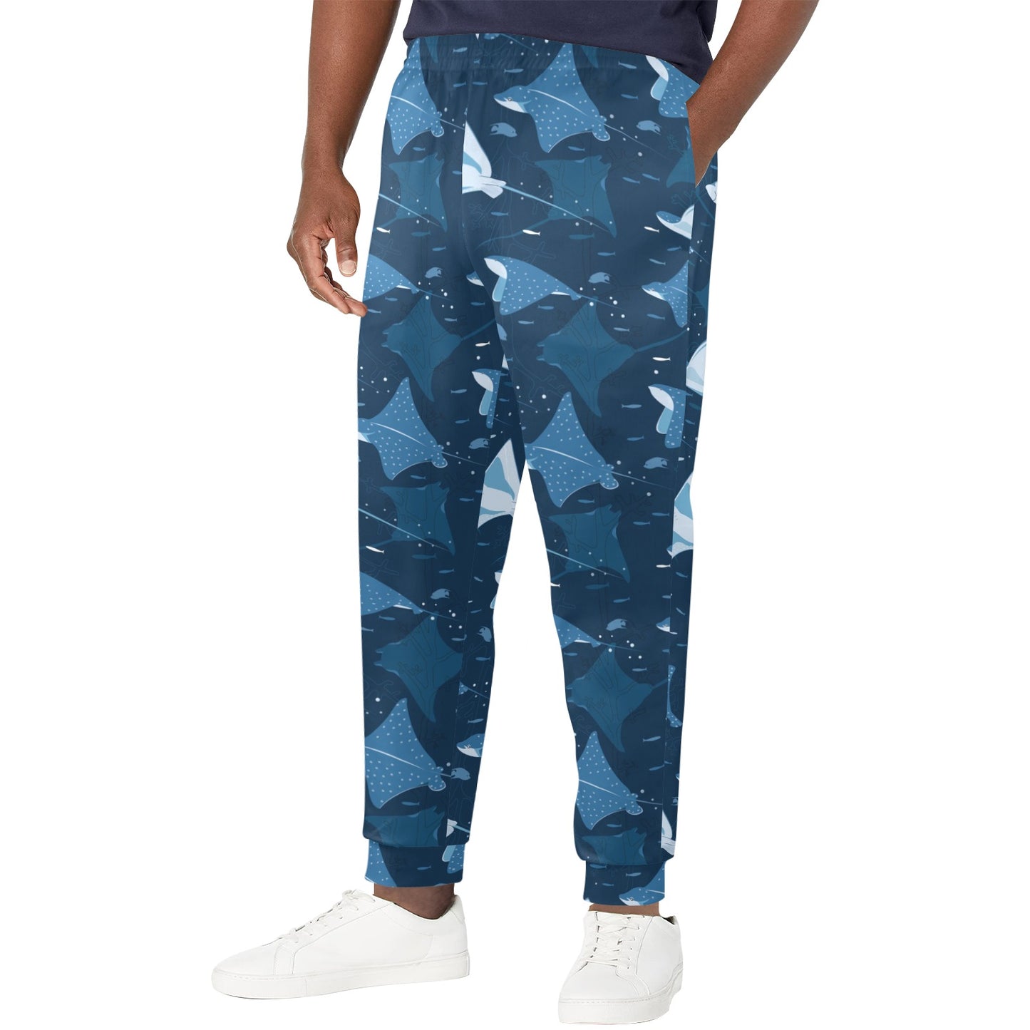 Manta Ray Pattern Print Design 02 Men's Casual Track Pants