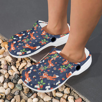 Fox Strawberry Print Pattern Unisex Clogs Shoes