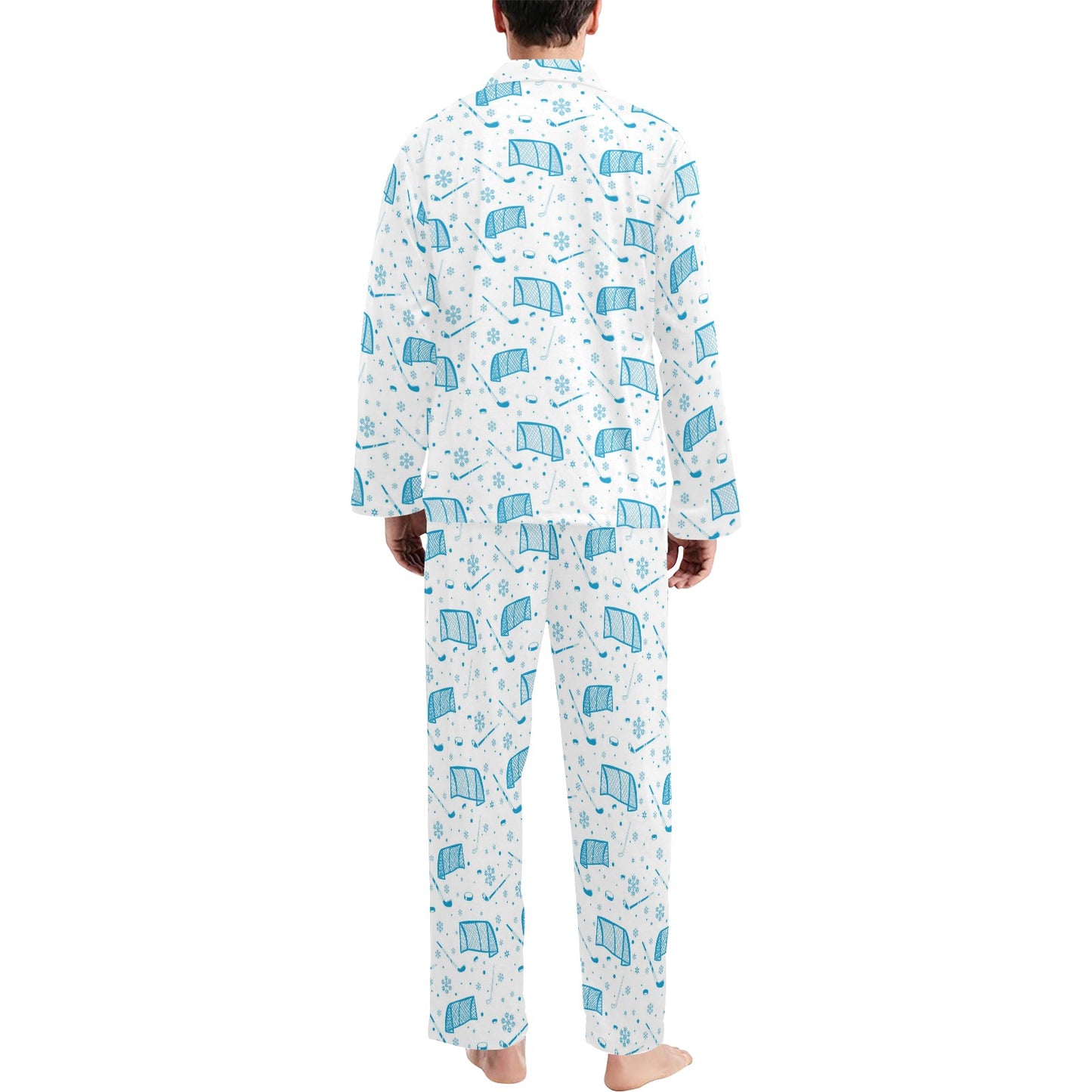 Hockey Print Design LKS303 Men's Long Pajama Set