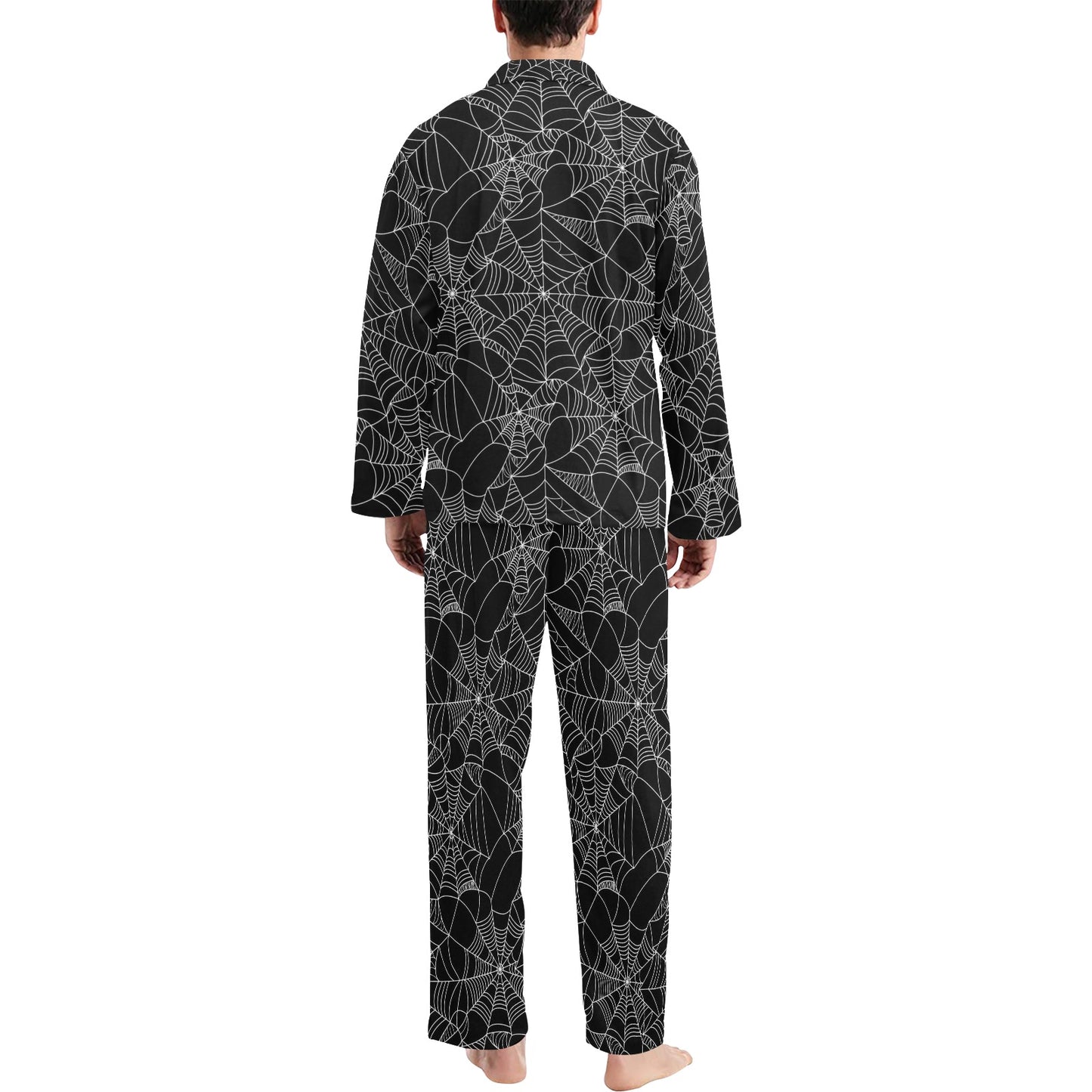 Spider Web Print Design LKS301 Men's Long Pajama Set