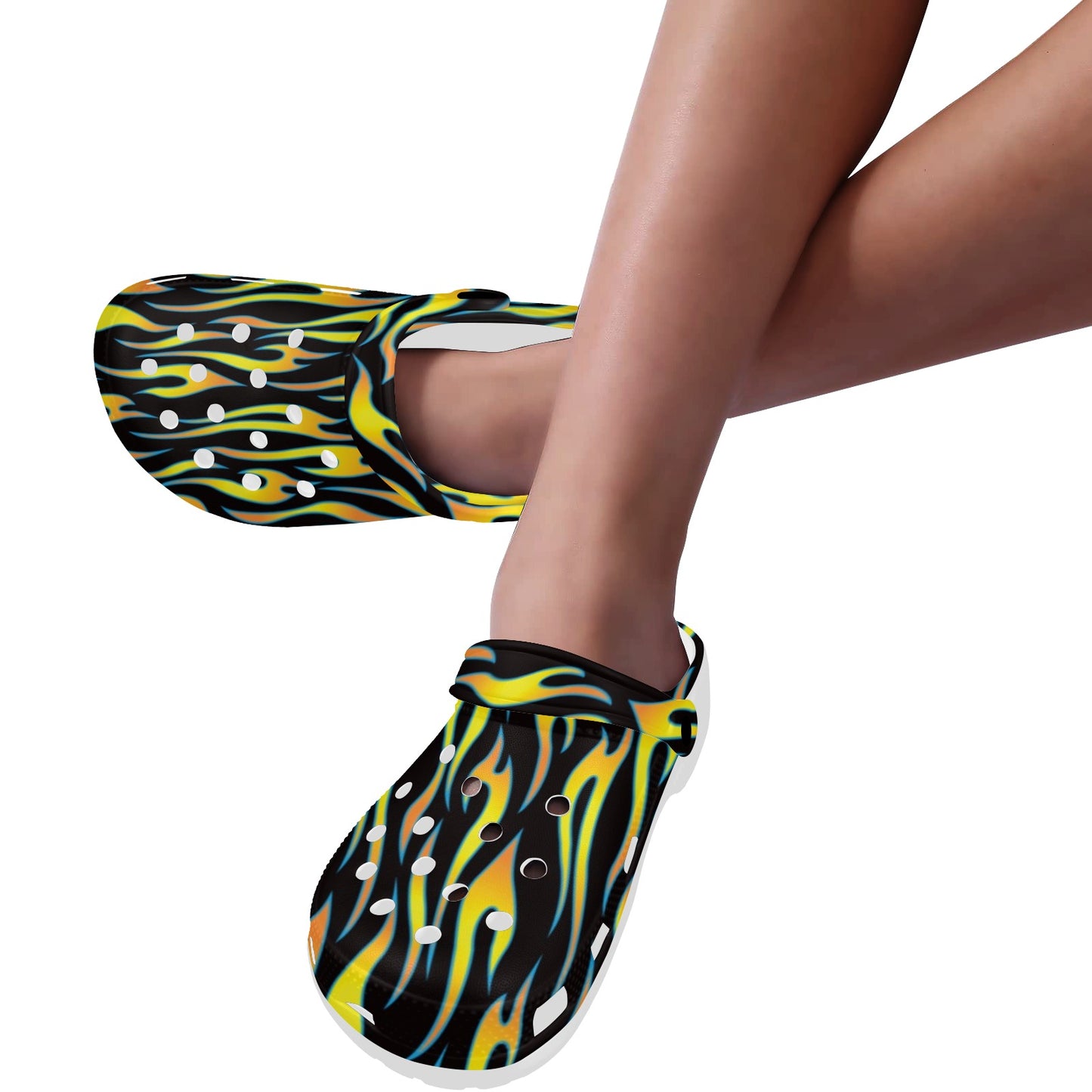 Flame Fire Yellow Pattern Unisex Clogs Shoes
