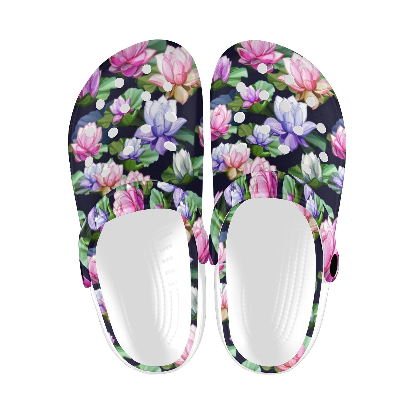 Lotus Flower Print Design Unisex Clogs Shoes