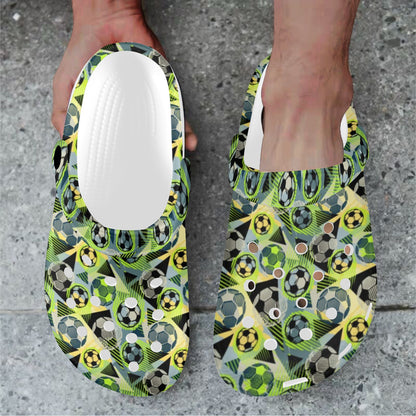 Soccer Ball Themed Print Pattern Unisex Clogs Shoes