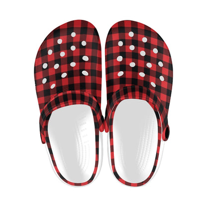 Red Black Buffalo Tartan Plaid Pattern Unisex Clogs Shoes