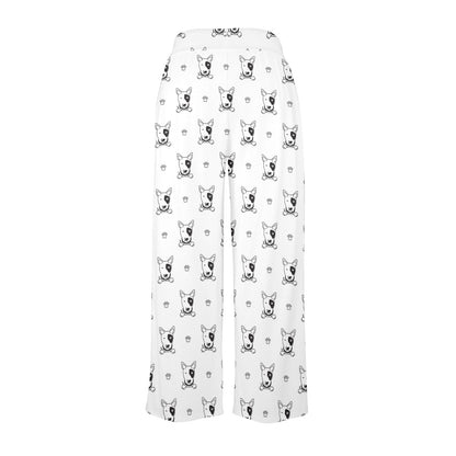 Bull Terriers Pattern Print Design 06 Women's Wide Leg Lounge Pants