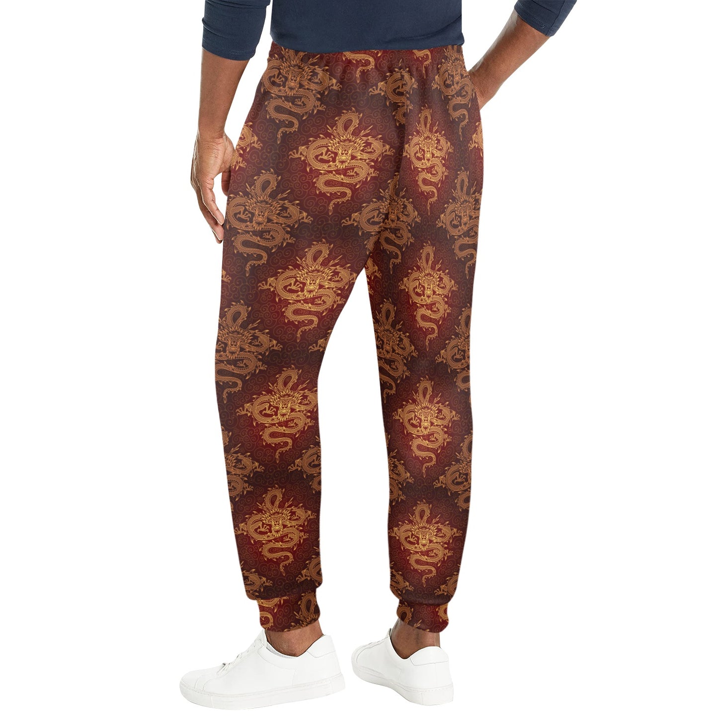 Chinese Dragons Gold Design Men's Casual Track Pants