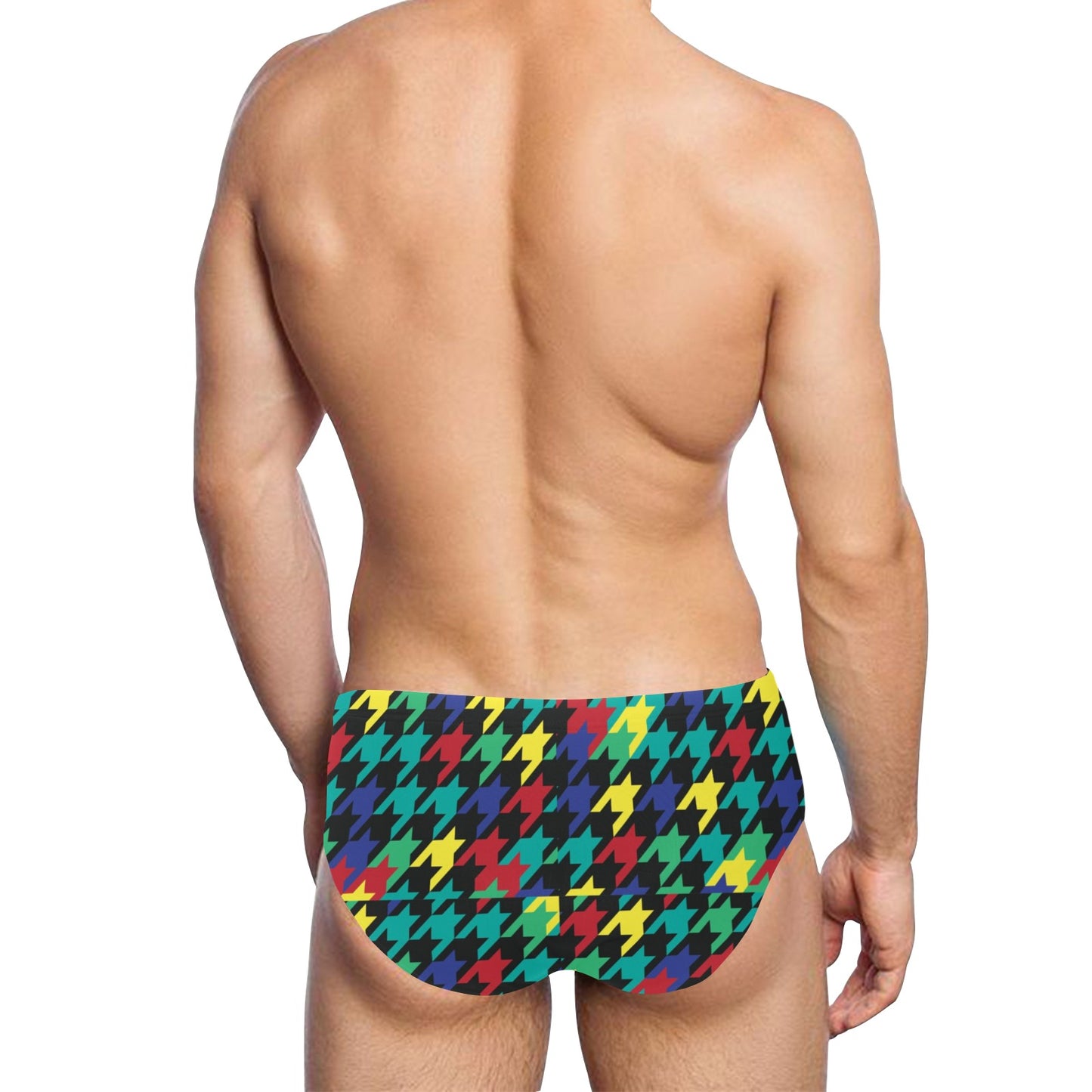 Houndstooth Colorful Pattern Print Design 02 Men's Swimming Briefs