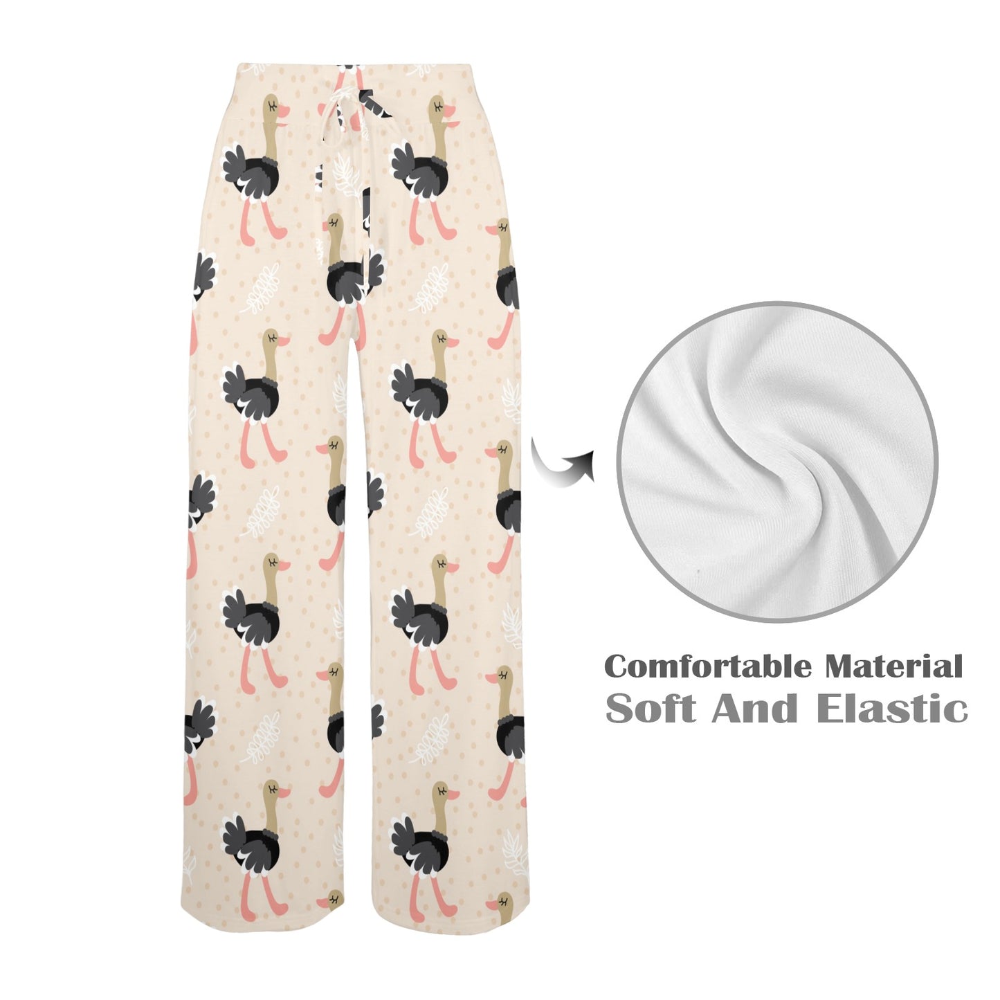 Ostrich Pattern Print Design 02 Women's Wide Leg Lounge Pants