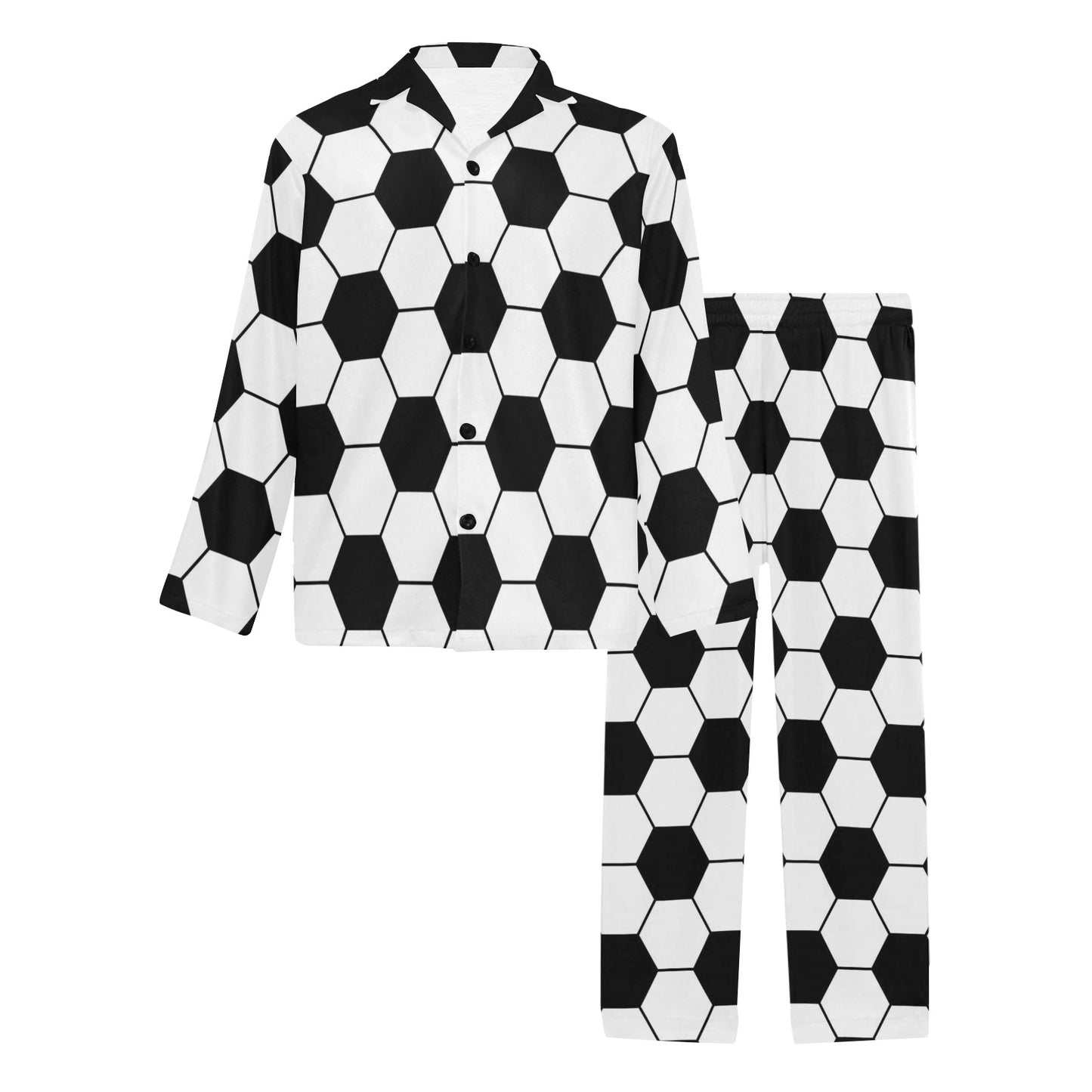 Soccer Ball Texture Print Design LKS303 Men's Long Pajama Set